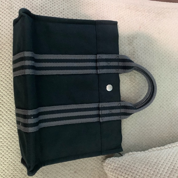 Used Hermes Herline Black Canvas Small Tote Bag - Picture 6 of 6